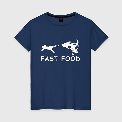 Женская футболка Fast food белый / Тёмно-синий – фото 1