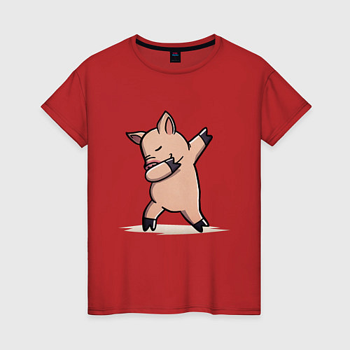 Женская футболка Dabbing Pig / Красный – фото 1