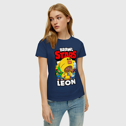 Женская футболка BRAWL STARS LEON / Тёмно-синий – фото 3