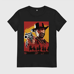 Футболка хлопковая женская Red dead redemption 2, цвет: черный