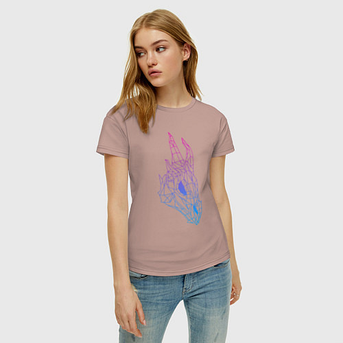 Женская футболка Череп драконаградиент / Пыльно-розовый – фото 3