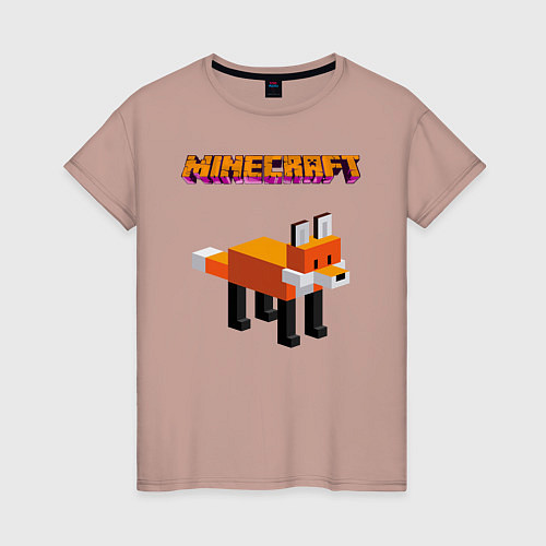 Женская футболка Minecraft - лиса / Пыльно-розовый – фото 1