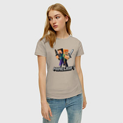 Футболка хлопковая женская MINECRAFT, цвет: миндальный — фото 2