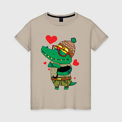 Женская футболка Модный крокодил