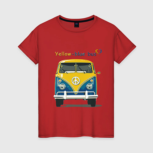 Женская футболка Я люблю вас Yellow-blue bus / Красный – фото 1