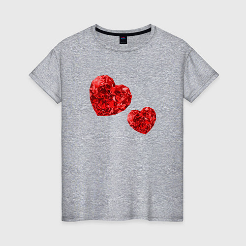 Женская футболка Рубиновые сердца / Меланж – фото 1