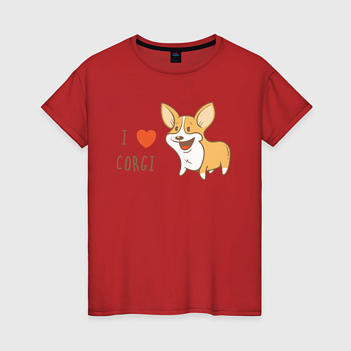 Женская футболка I LOVE CORGI / Красный – фото 1