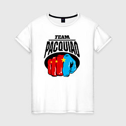 Футболка хлопковая женская Team Pacquiao, цвет: белый