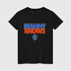Футболка хлопковая женская Manny Knows, цвет: черный