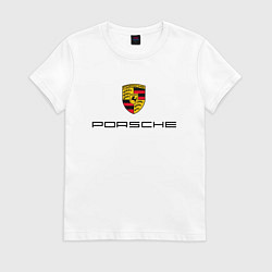 Футболка хлопковая женская PORSCHE, цвет: белый