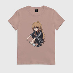 Футболка хлопковая женская Аниме Тян, цвет: пыльно-розовый