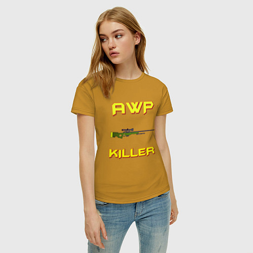 Женская футболка AWP killer 2 / Горчичный – фото 3