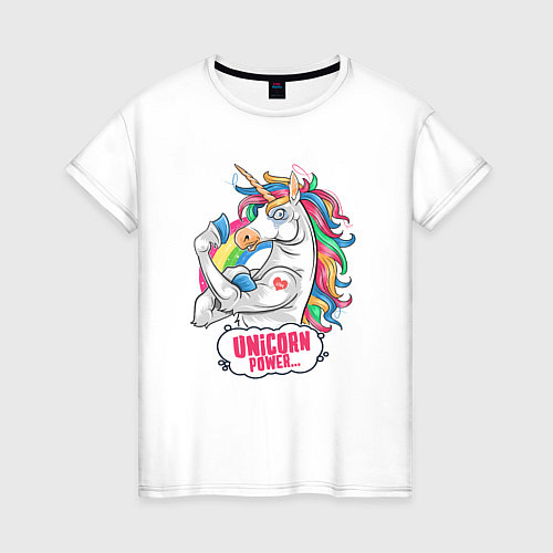 Женская футболка Unicorn Power Единорог / Белый – фото 1