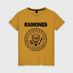 Футболка хлопковая женская RAMONES, цвет: горчичный