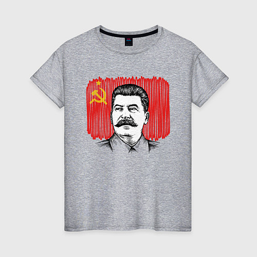 Женская футболка Сталин и флаг СССР / Меланж – фото 1