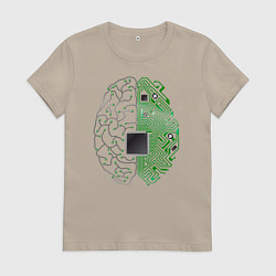 Футболка хлопковая женская Программист, цвет: миндальный