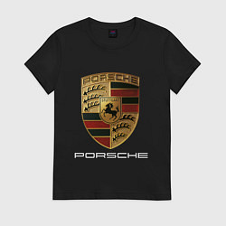 Футболка хлопковая женская PORSCHE, цвет: черный