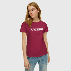 Футболка хлопковая женская VOLVO, цвет: маджента — фото 2