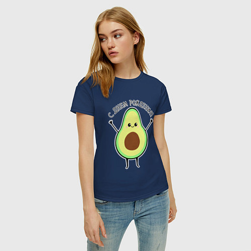 Женская футболка Авокадо С днём рождения! / Тёмно-синий – фото 3