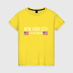 Футболка хлопковая женская NEW YORK, цвет: желтый