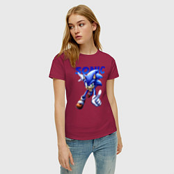 Футболка хлопковая женская SONIC, цвет: маджента — фото 2
