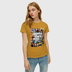 Футболка хлопковая женская GTA5, цвет: горчичный — фото 2
