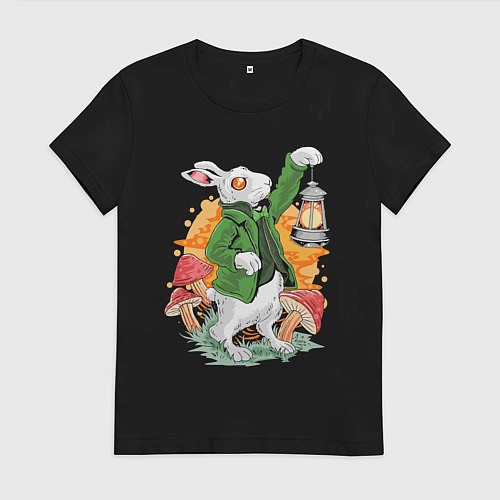 Женская футболка Кролик / Черный – фото 1