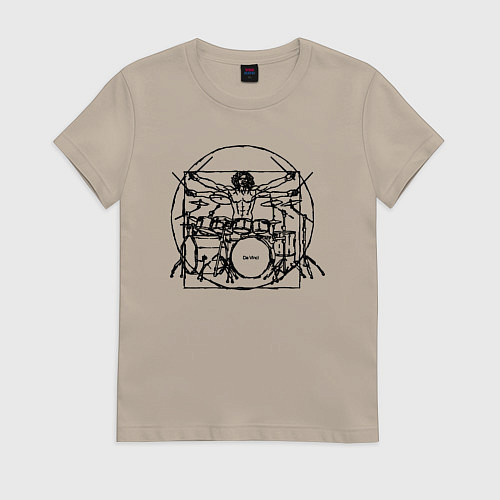 Женская футболка Витрувианский барабанщик / Миндальный – фото 1