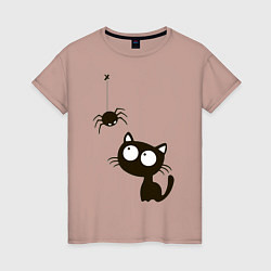 Женская футболка Котик и паучек