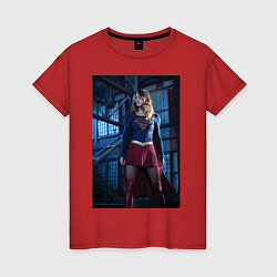 Футболка хлопковая женская Supergirl, цвет: красный