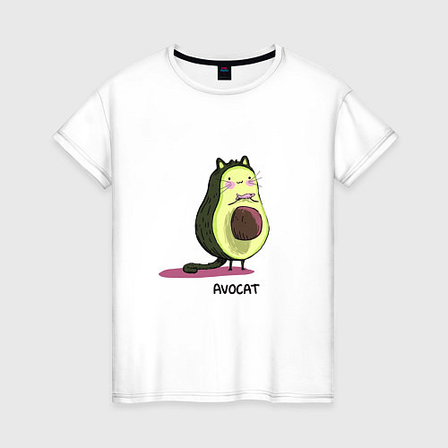 Женская футболка Авокадо кот - авокот / Белый – фото 1