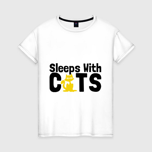 Женская футболка Sleeps with cats / Белый – фото 1