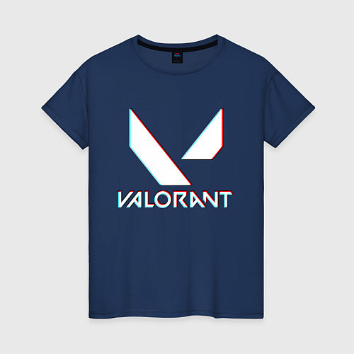 Женская футболка VALORANT GLITCH / Тёмно-синий – фото 1