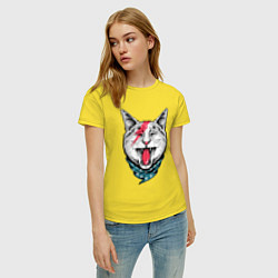 Футболка хлопковая женская Cat Bowie, цвет: желтый — фото 2