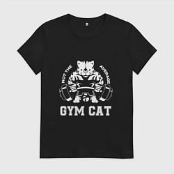 Футболка хлопковая женская GYM Cat, цвет: черный