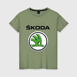 Футболка хлопковая женская SKODA, цвет: авокадо