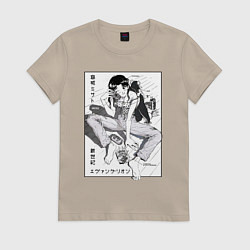 Футболка хлопковая женская Мисато Кацураги, цвет: миндальный