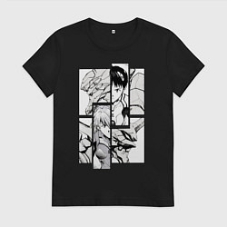 Футболка хлопковая женская Аска и Синдзи, Евангелион, цвет: черный