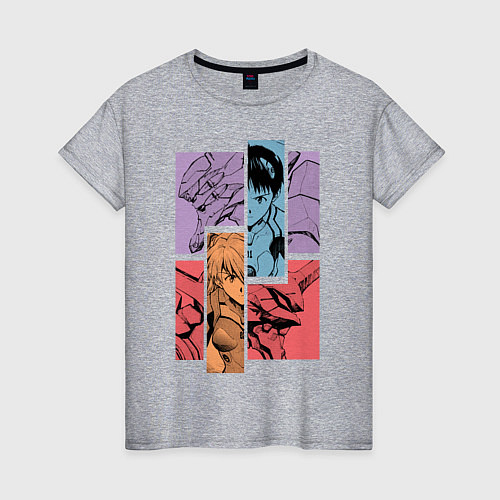 Женская футболка Аска и Синдзи, Евангелион / Меланж – фото 1