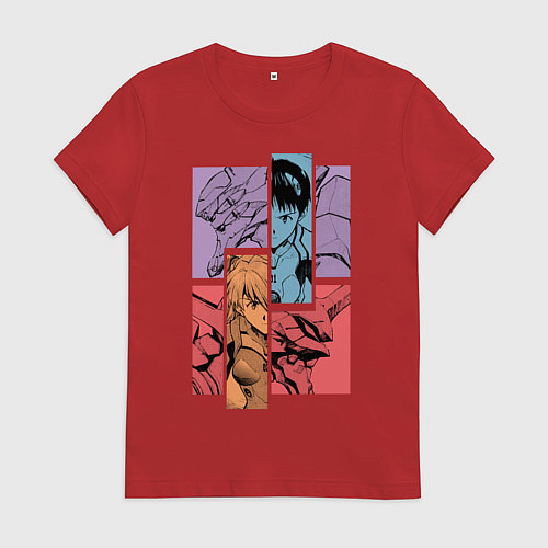 Женская футболка Аска и Синдзи, Евангелион / Красный – фото 1