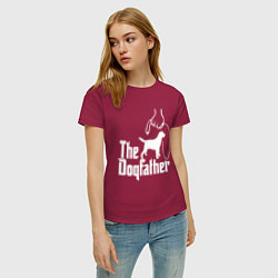 Футболка хлопковая женская The Dogfather - пародия, цвет: маджента — фото 2
