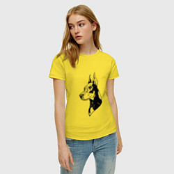 Футболка хлопковая женская Доберман Z, цвет: желтый — фото 2