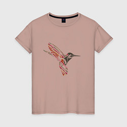 Футболка хлопковая женская Колибри, цвет: пыльно-розовый