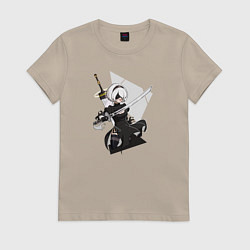 Футболка хлопковая женская Nier Automata, цвет: миндальный