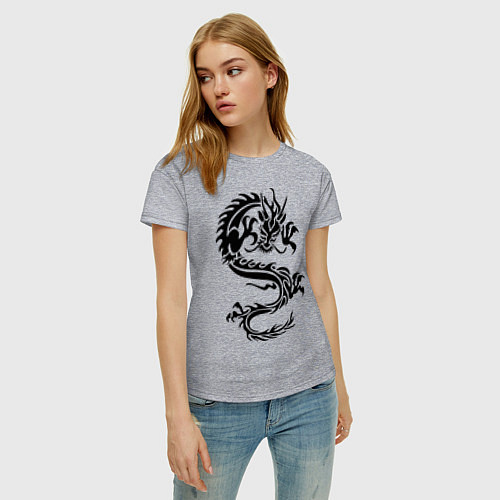 Женская футболка Дракон орнамент / Меланж – фото 3
