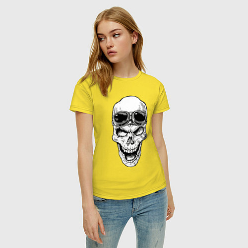 Женская футболка Skull and glasses / Желтый – фото 3