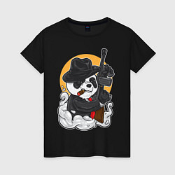 Футболка хлопковая женская Panda Gangster, цвет: черный