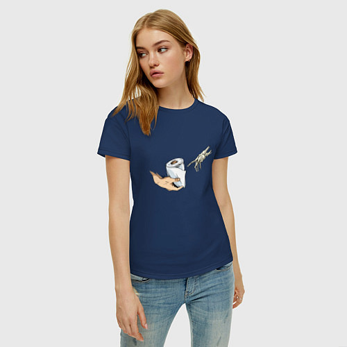 Женская футболка Сотворение Адама - Бумага / Тёмно-синий – фото 3