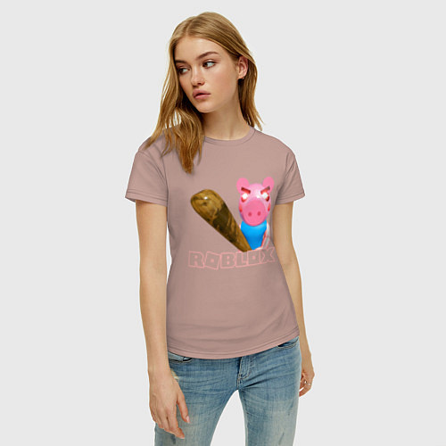 Женская футболка Roblox Piggy / Пыльно-розовый – фото 3