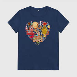 Футболка хлопковая женская LOVE RUSSIA, цвет: тёмно-синий